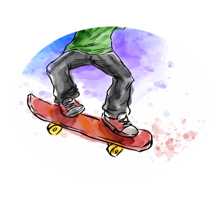 Watercolour Skateboarding teen vinyl rug - TenStickers