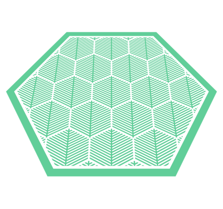 Green plants hexagon shape  floral rug - TenStickers