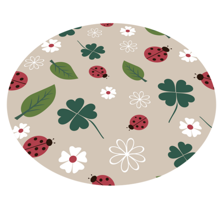 Springtime Ladybugs flower vinyl rug - TenStickers
