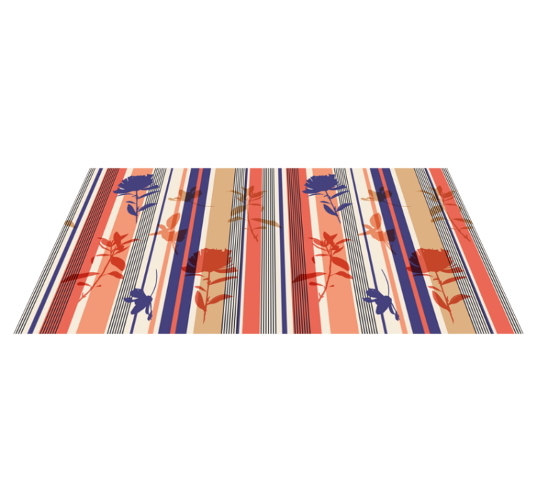 STRIPED FLORAL PATTERN flower vinyl rug - TenStickers