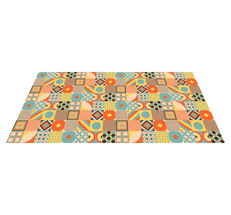 Geometric coloured tiles kitchen vinyl rug - TenStickers