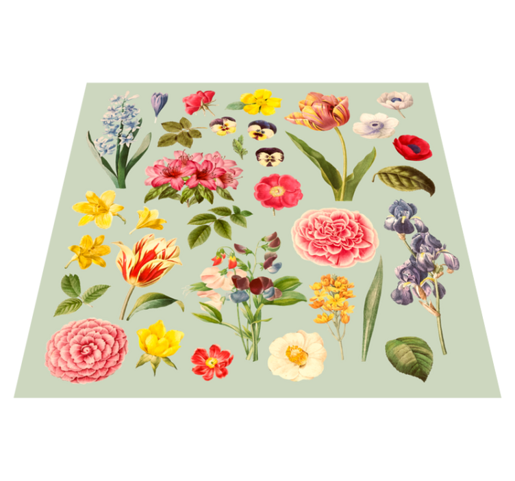 Floral Botanical Collection flower vinyl rug - TenStickers
