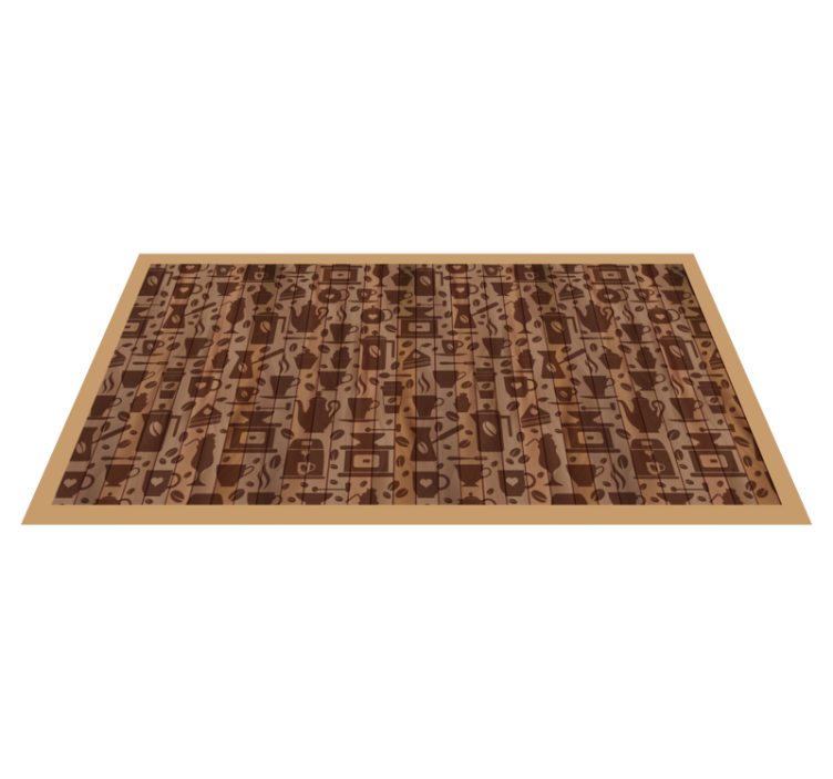 Coffee cup patterns kitchen vinyl rug - TenStickers