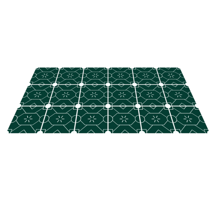 Tile vinyl rug in geometric green arrangement - TenStickers