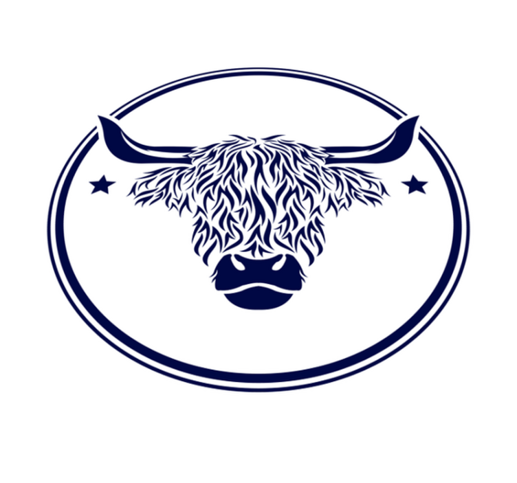 Highland Cow Emblem animal vinyl rug - TenStickers