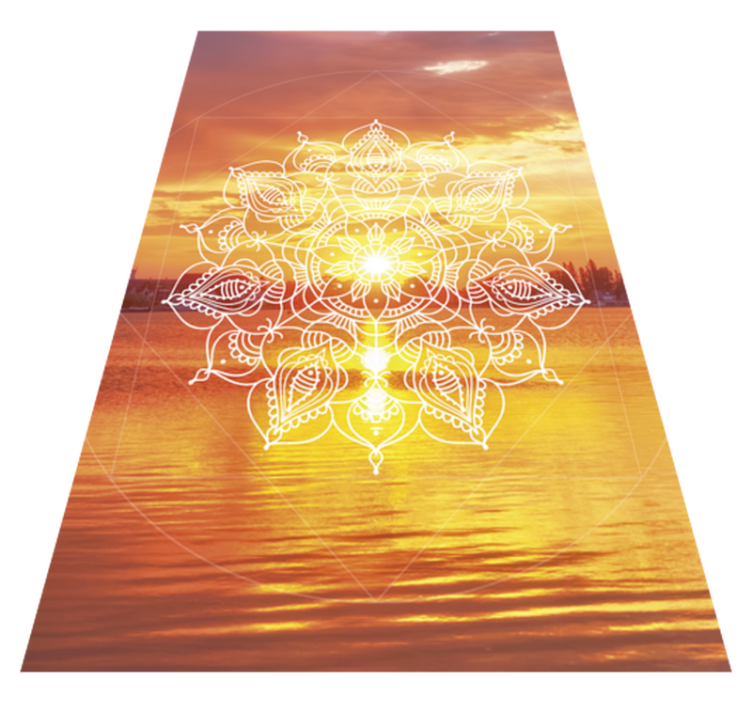 Bright orange design mandala vinyl rug - TenStickers
