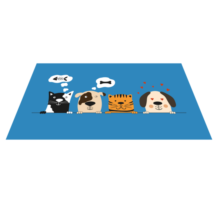 Peeping dogs and cats animal vinyl rug - TenStickers