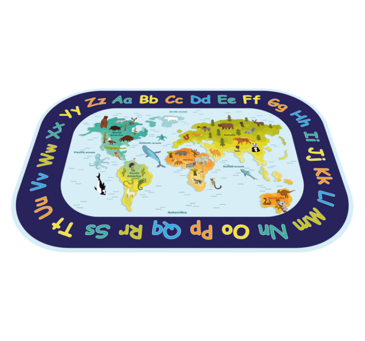 World Map Learning alphabet vinyl rug - TenStickers