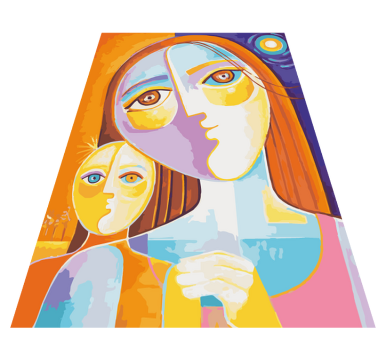 Colorful Abstract Faces mosaic vinyl rug - TenStickers