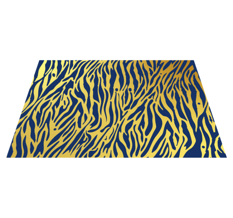 Golden and blue zebra animal print vinyl rug - TenStickers