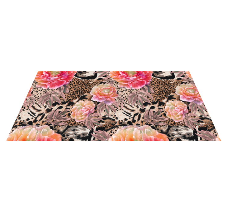 Floral leopard skin animal print vinyl rug - TenStickers