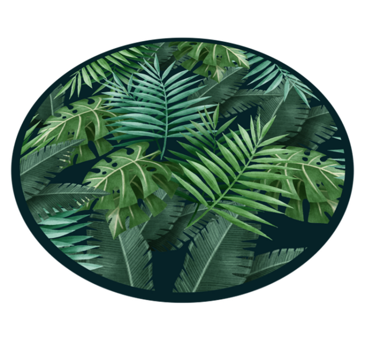 Circular exotic green leaves bedroom vinyl rug - TenStickers