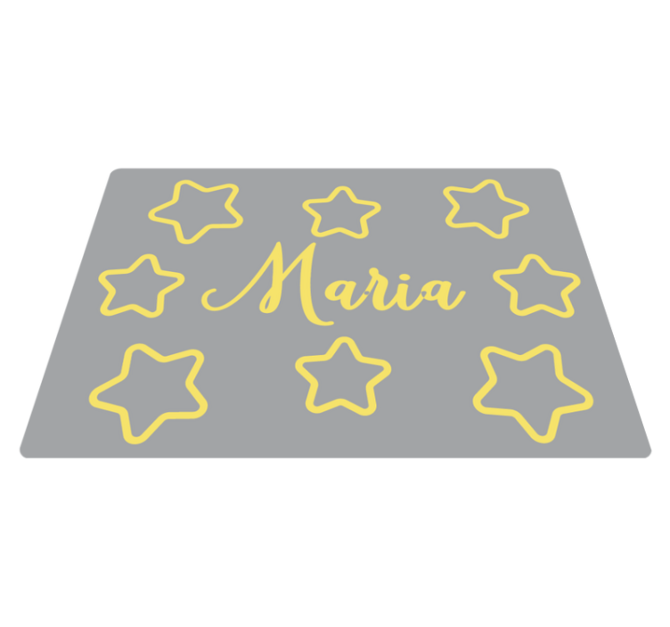 Starry yellow name vinyl rug - TenStickers
