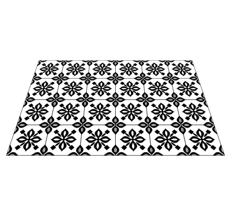 Black white mosaic living room vinyl rug - TenStickers