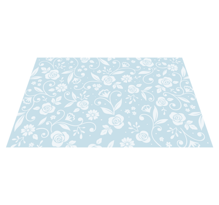 Blue flower ornament floral rug - TenStickers