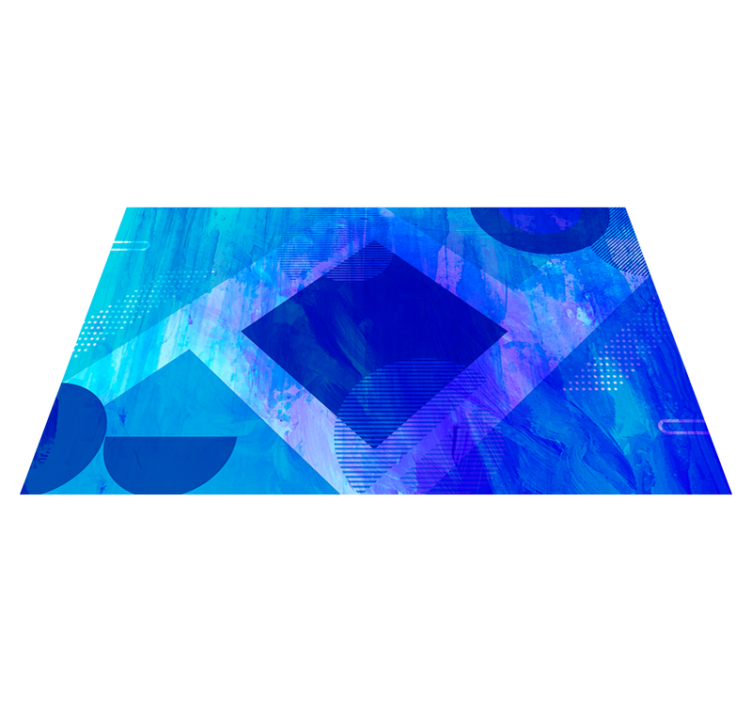 Blue Geometric Motifs minimalist vinyl rug - TenStickers