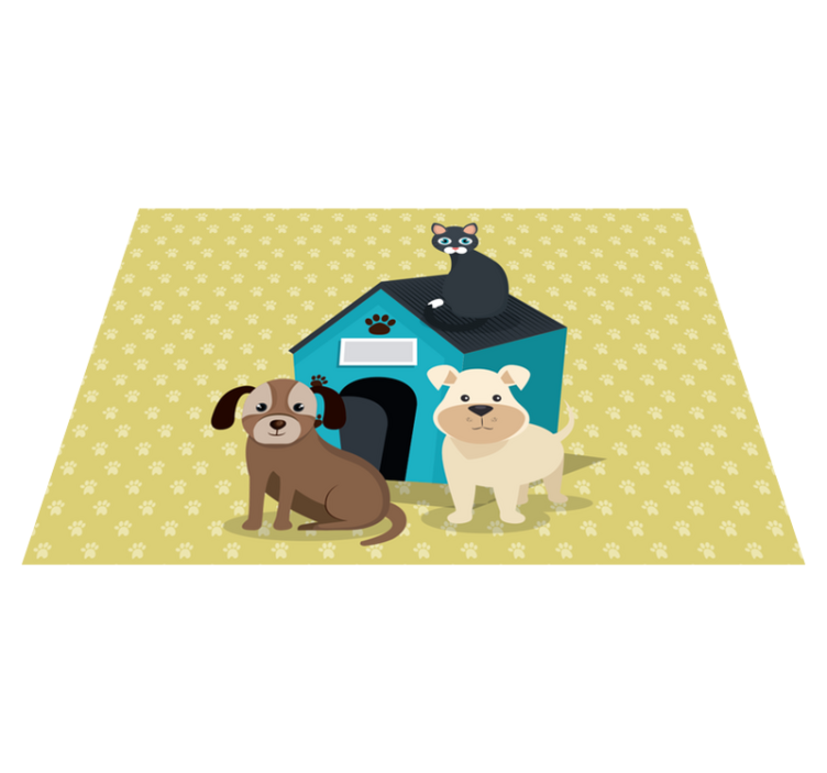 Dogs at home animal vinyl rug - TenStickers