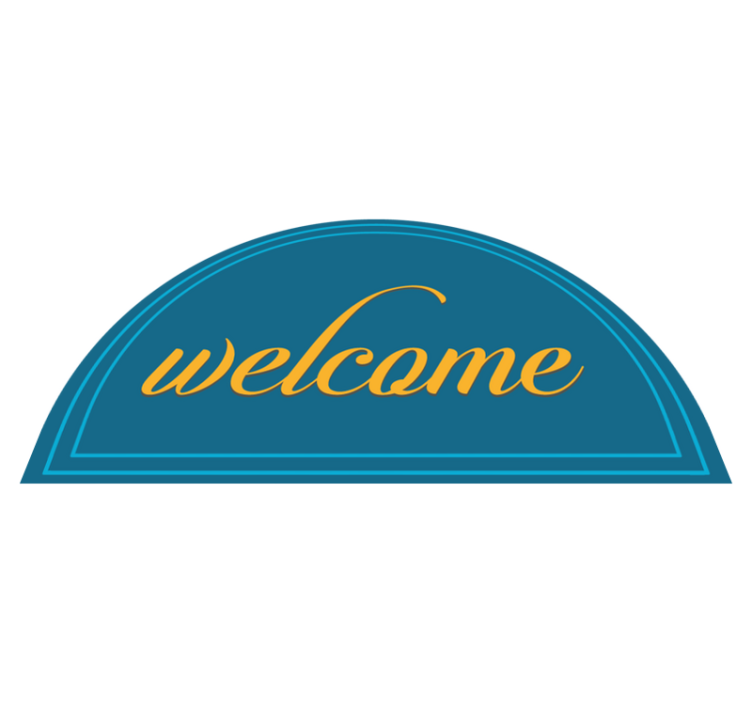 Blue welcome design entrance hall vinyl rug - TenStickers