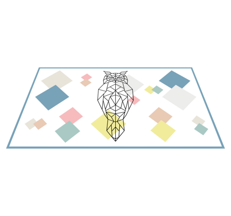 Owl print on geometric shapes  nordic vinyl rug - TenStickers