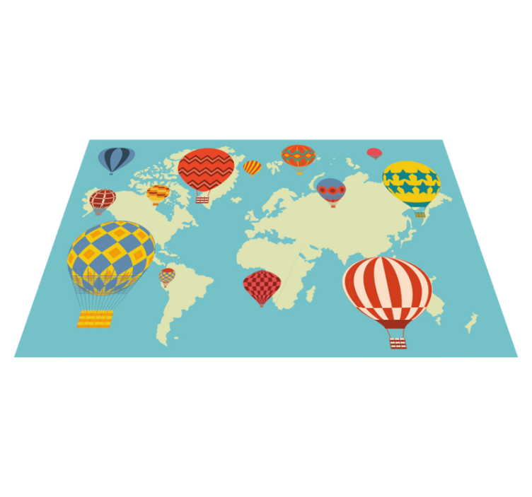 Air balloons world map vinyl rug - TenStickers