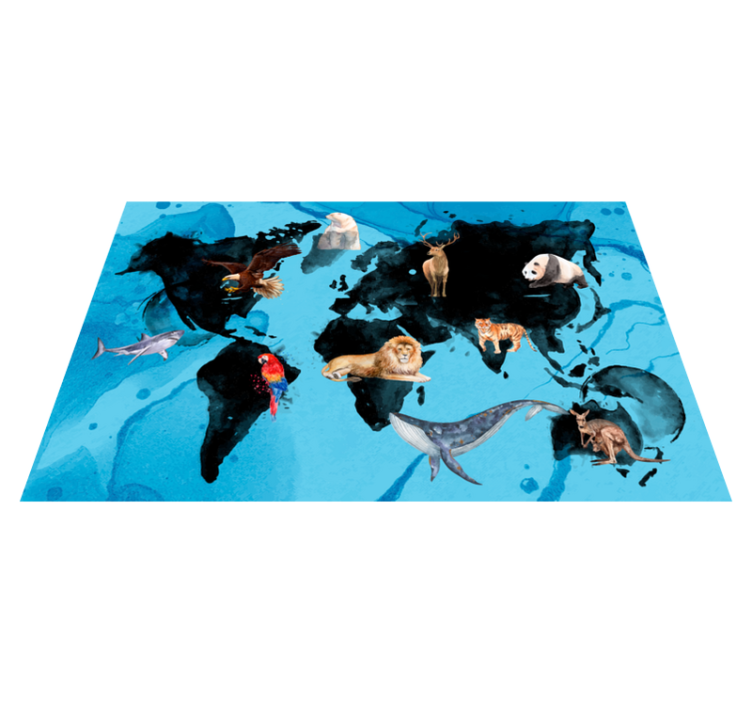Blue and black wildlife vinyl rug - TenStickers