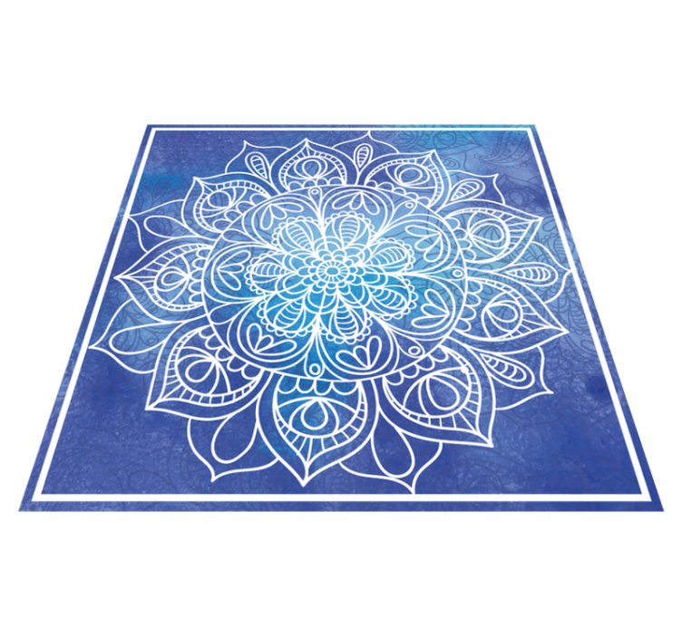 Blue hand drawn mandala  mandala vinyl rug - TenStickers