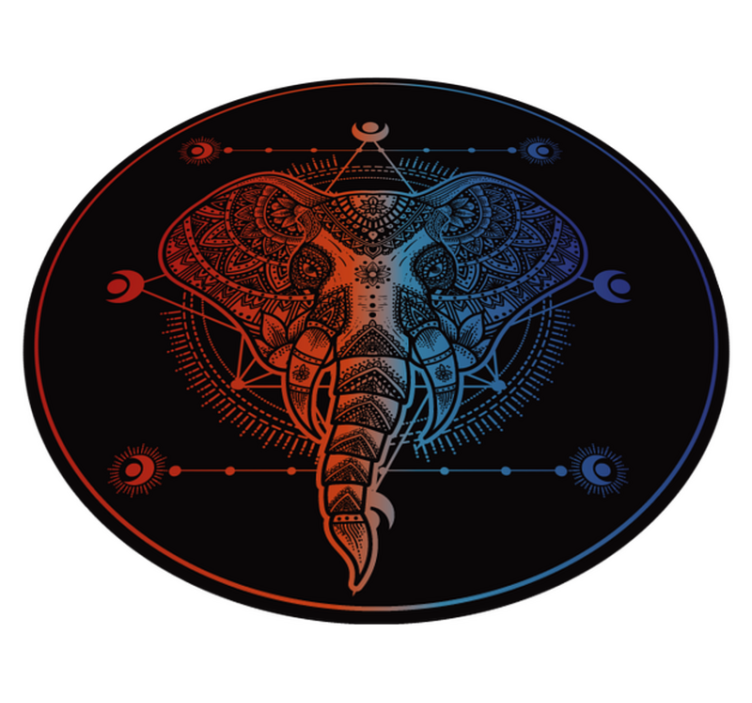 Circular mandala elephant  mandala vinyl rug - TenStickers
