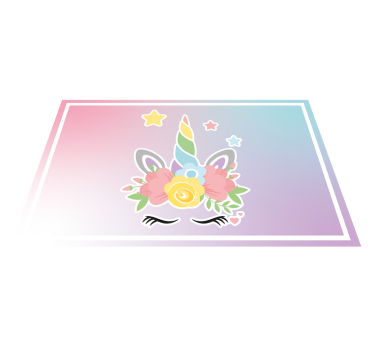 Unicorn Floral Charm kids vinyl rug - TenStickers