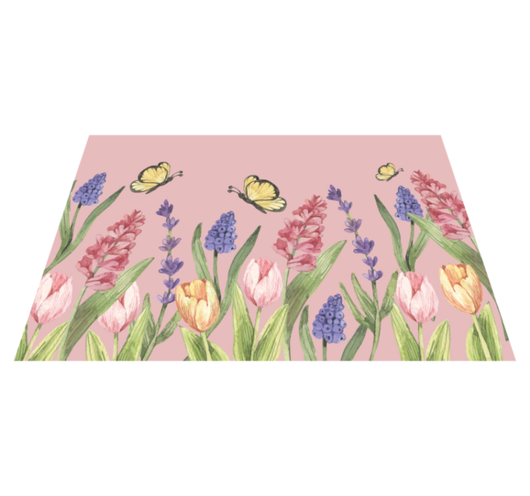 Butterflies and daisies kids vinyl rug - TenStickers