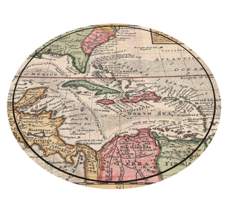 Vintage world map Carribean vintage rug - TenStickers