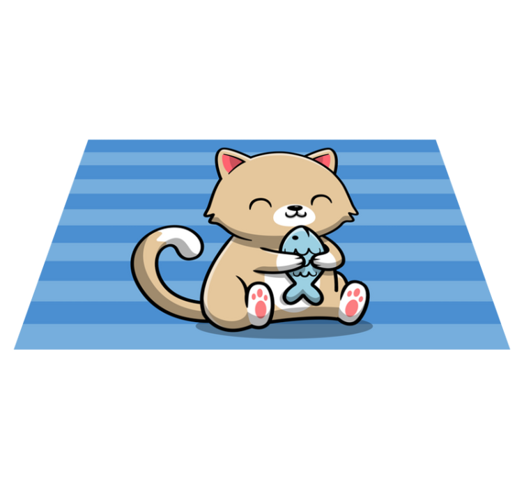 cute beige cat kitchen floor tiles - TenStickers