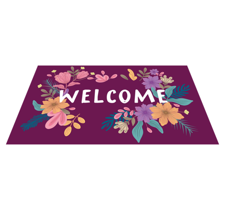 welcome background with flowers entrance rug - TenStickers