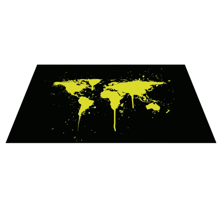 Yellow splashes paint on black background rug - TenStickers