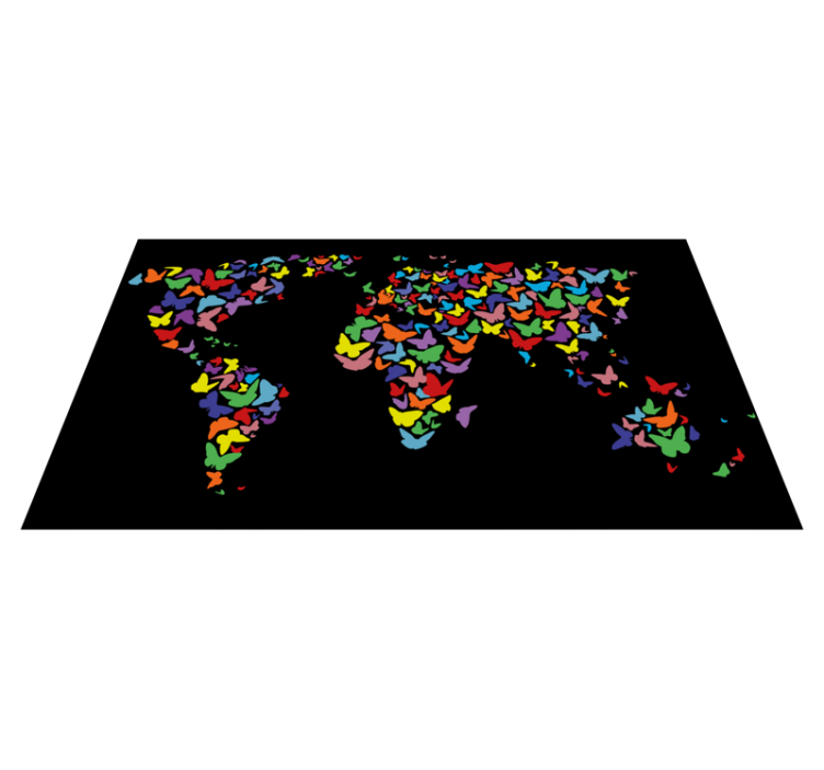 Colorful Butterfly Map world map vinyl rug - TenStickers