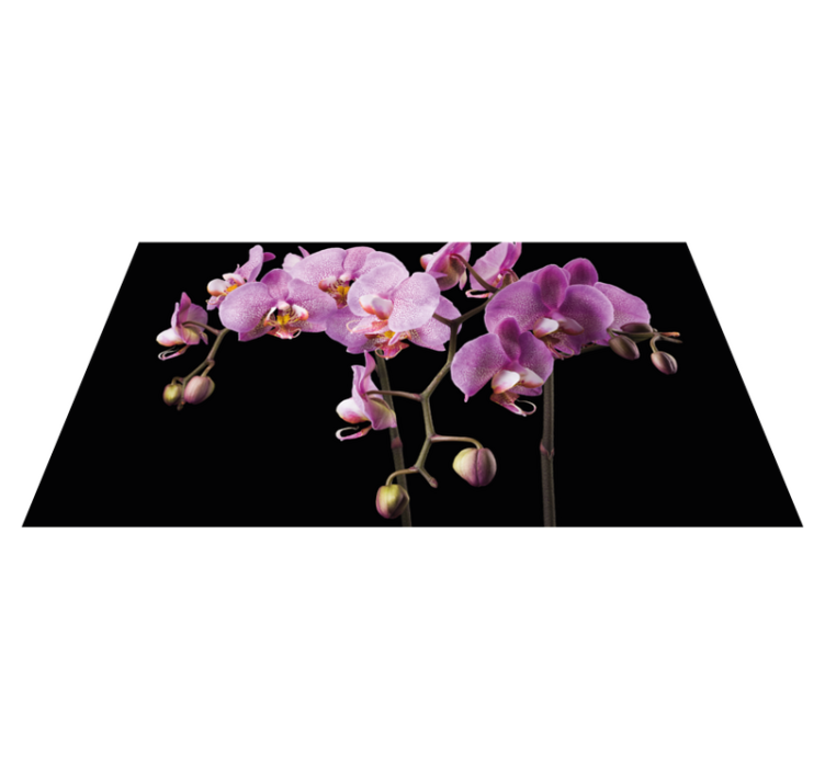 Orchid black background floral rug - TenStickers