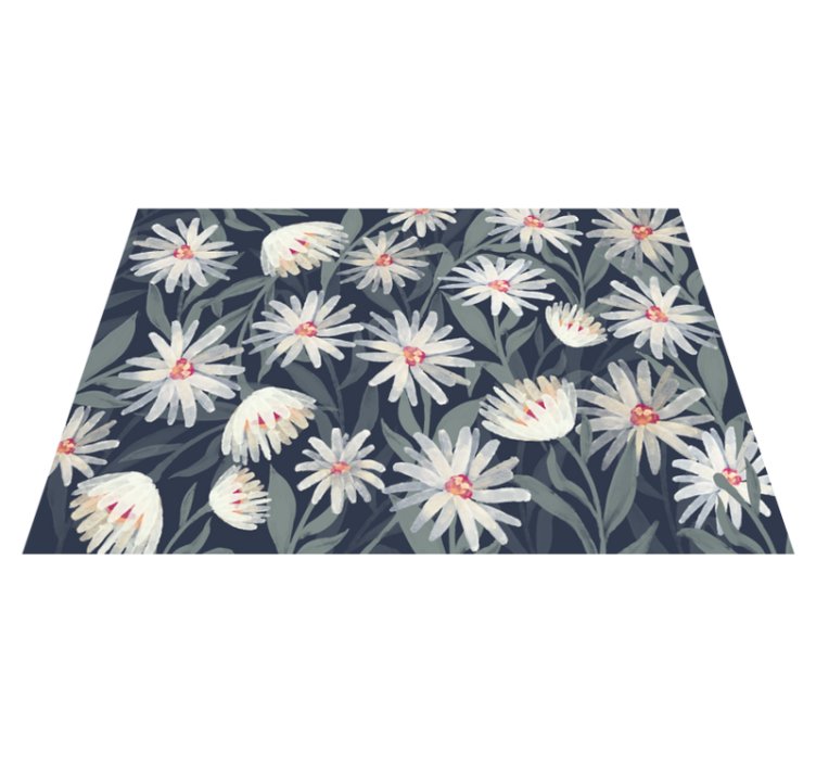 Floral White Daisies flower vinyl rug - TenStickers