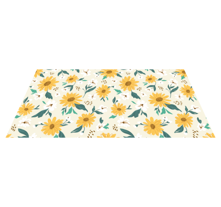 Vintage sunflowers and daisy flowers floral rug - TenStickers