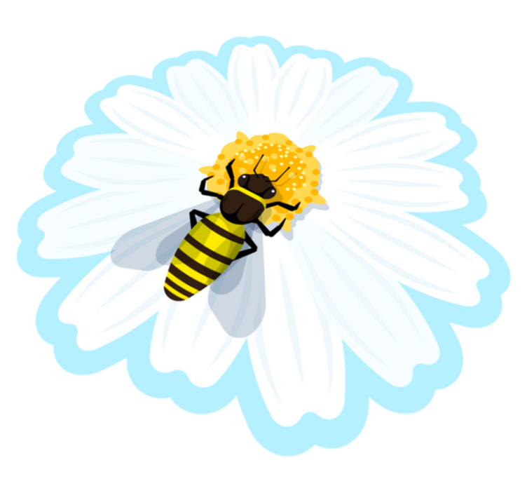 Bee On Daisy flower vinyl rug - TenStickers