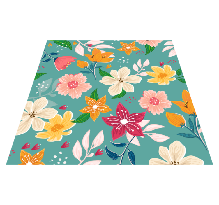 Floral Pattern Play flower vinyl rug - TenStickers