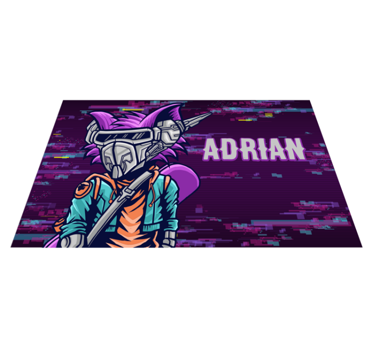 Custom futuristic character teenager vinyl rug - TenStickers