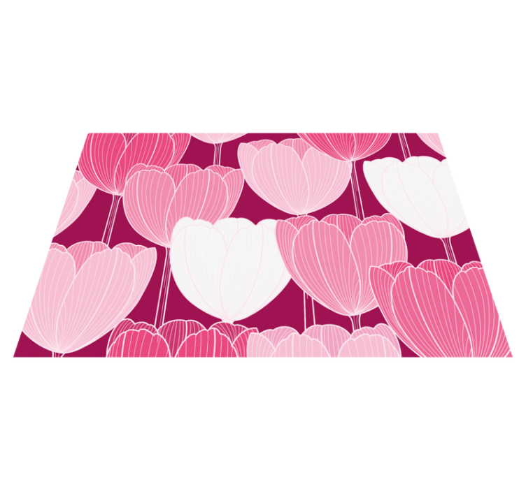 Pink tulip elements flower vinyl rug - TenStickers