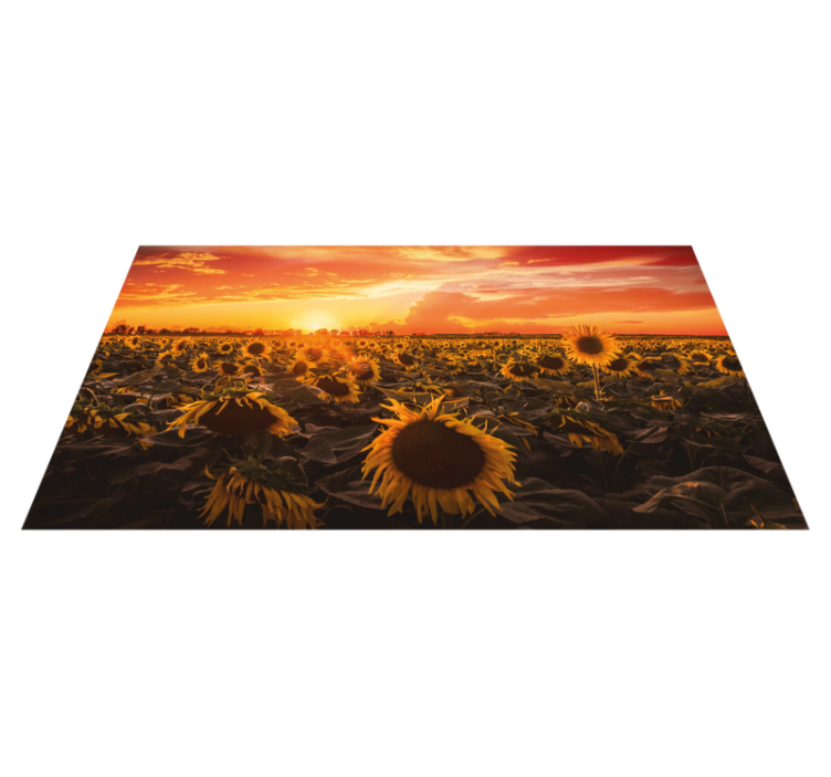 Sunflower Sunset Scene flower vinyl rug - TenStickers