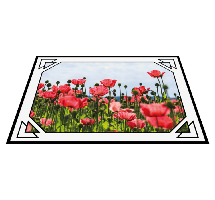 Colorful poppy field flower vinyl rug - TenStickers