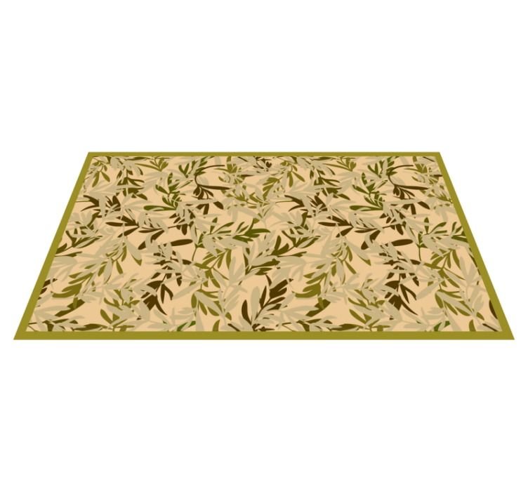 Foliage green motif flower vinyl rug - TenStickers