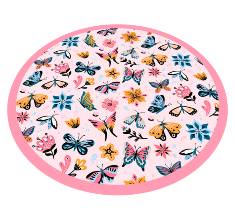 Vibrant Butterfly Emblem kids vinyl rug - TenStickers