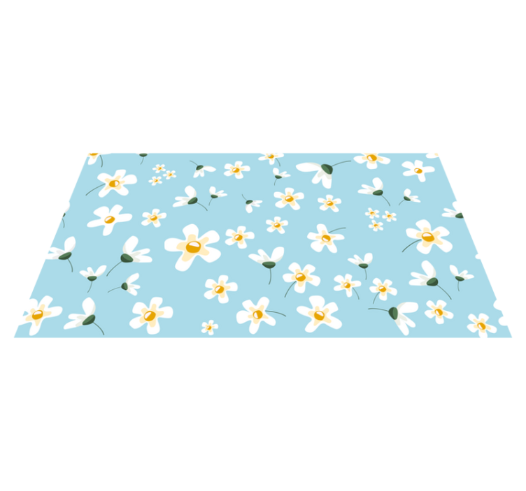 Blue background with daisies floral rug - TenStickers