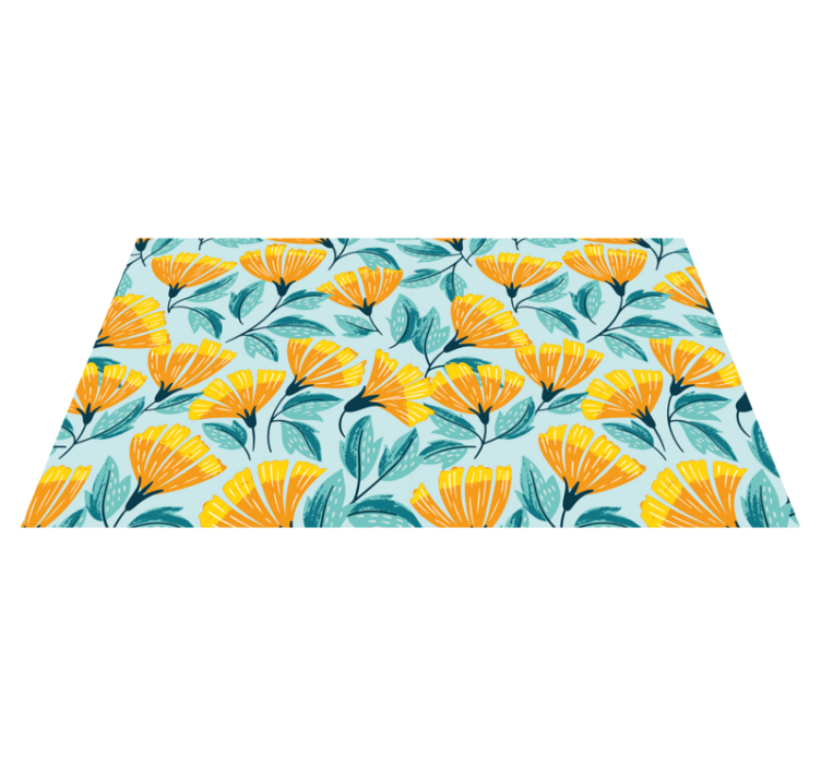 Yellow flower pattern floral rug - TenStickers