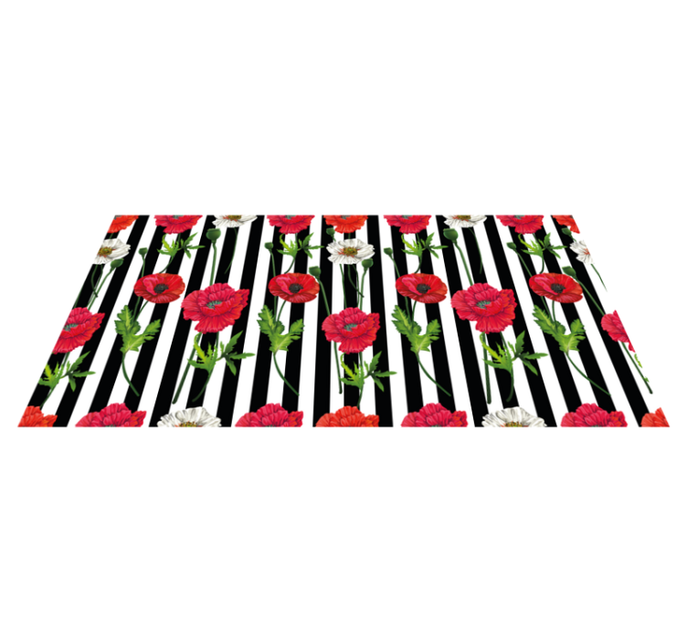 Floral Striped Pattern flower vinyl rug - TenStickers