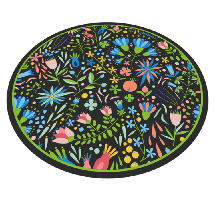 Vibrant botanical print flower vinyl rug - TenStickers