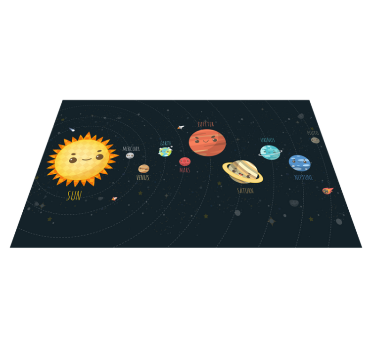 Solar system explained cartoon star vinyl rug - TenStickers